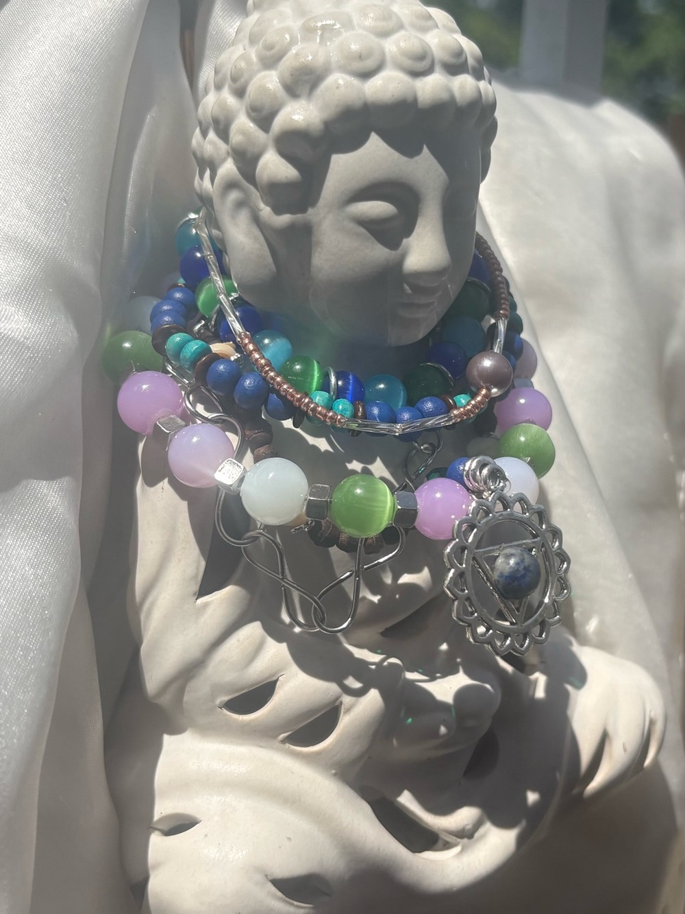 Multi-Color Beaded Stackable Women's Bracelet Set - Picture 2 of 4